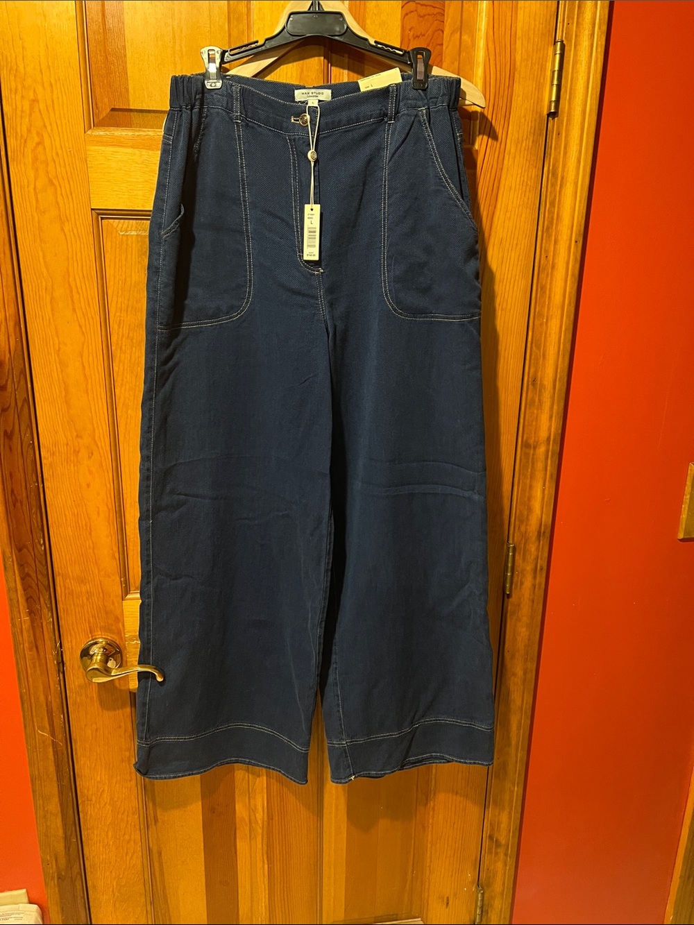 Max Studio Wide Leg Women's Jeans - Navy Blue L MSRP $148